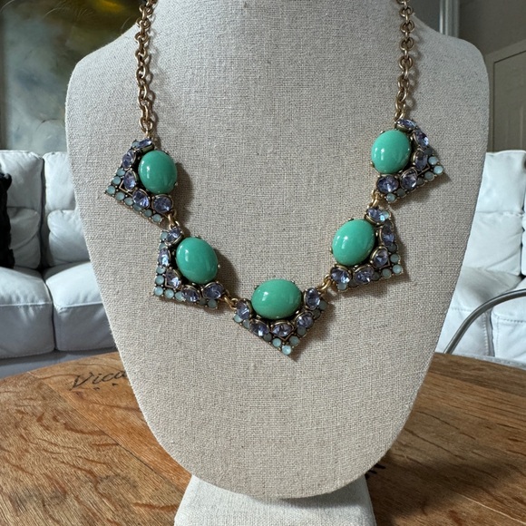 Stella & Dot Necklace and Earrings Set - Blue/Gold with Sparkle - Picture 6 of 7